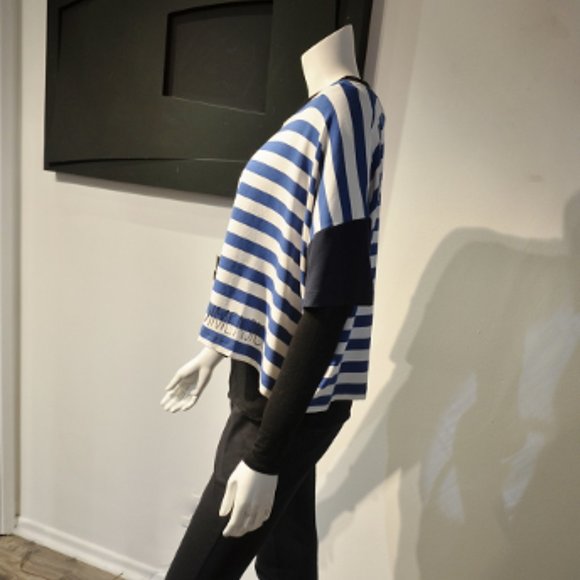 Spring 17 Xenia Striped Jersey Boxy Cropped Tee - Picture 7 of 12